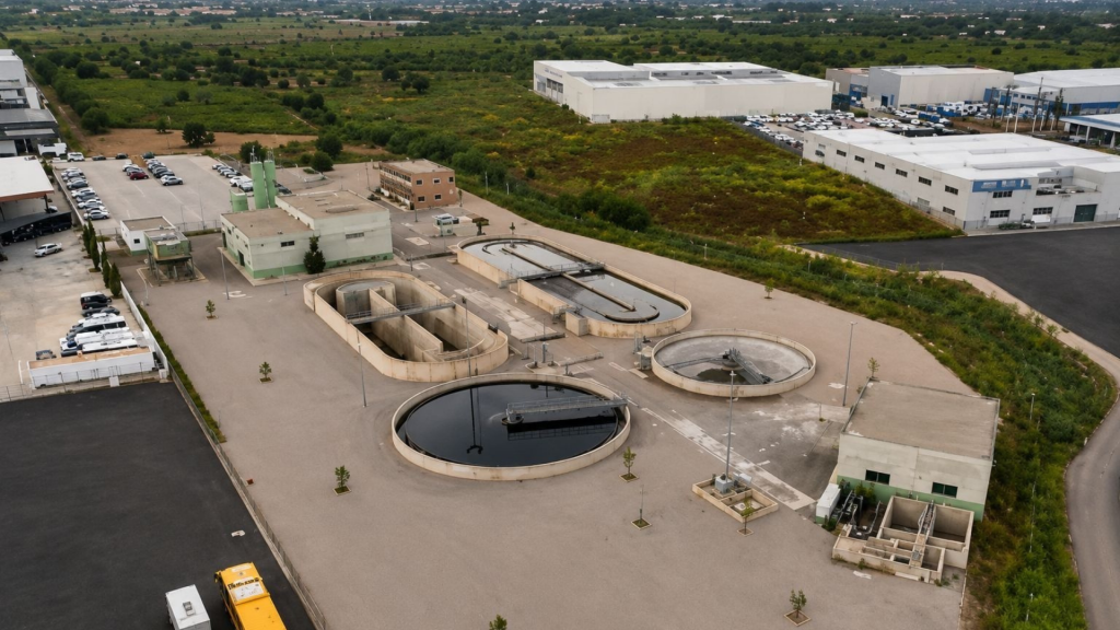 La nueva infraestructura permitirá modernizar el sistema de depuración y reforzar el desarrollo empresarial del área industrial Los Vientos. Durante el acto, el vicepresidente del Consell, Vicente Martínez Mus, saludó al presidente de AEMON, José Miguel Belda.